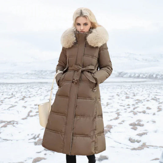 Women's Over-Knee Jacket – Chic Slim Fit with Fur Collar 0