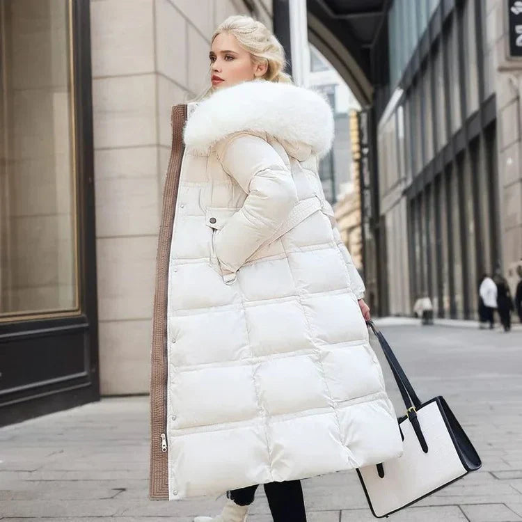 Women's Over-Knee Jacket – Chic Slim Fit with Fur Collar 1