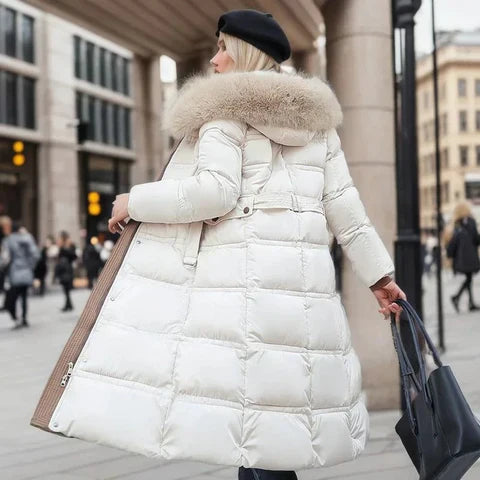 Women's Over-Knee Jacket – Chic Slim Fit with Fur Collar 2