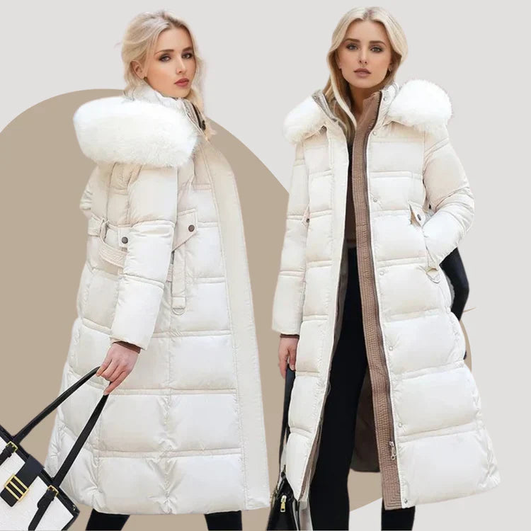 Women's Over-Knee Jacket – Chic Slim Fit with Fur Collar 3