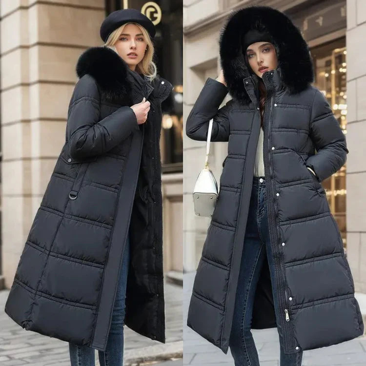 Women's Over-Knee Jacket – Chic Slim Fit with Fur Collar 4