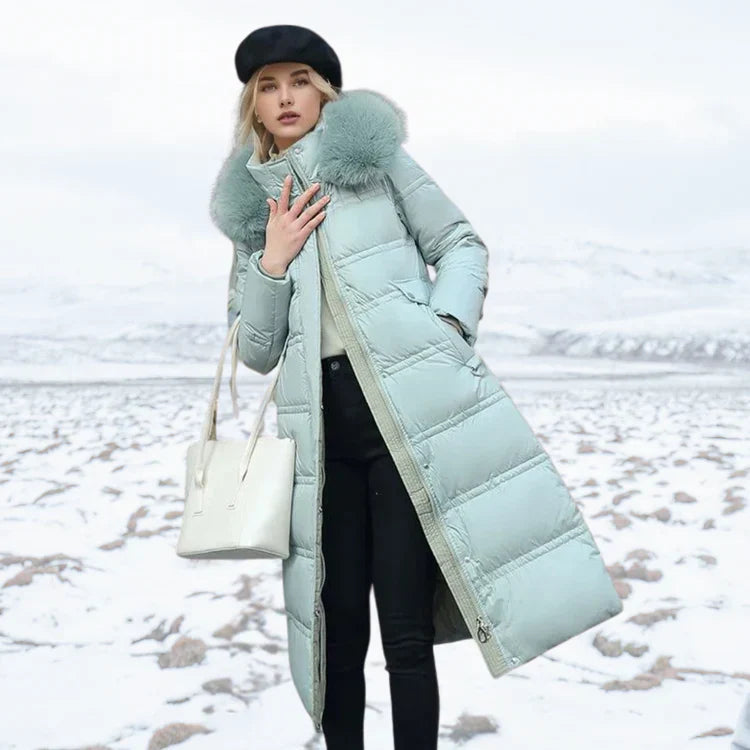 Women's Over-Knee Jacket – Chic Slim Fit with Fur Collar 8