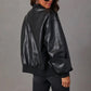 Women’s Oversized Bomber Jacket – Glossy Leather-Look for Edgy Style 1
