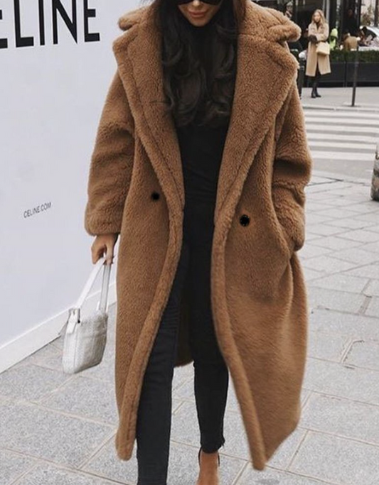 Women's Oversized Long Jacket – Cozy Chic with Lapel Collar 0