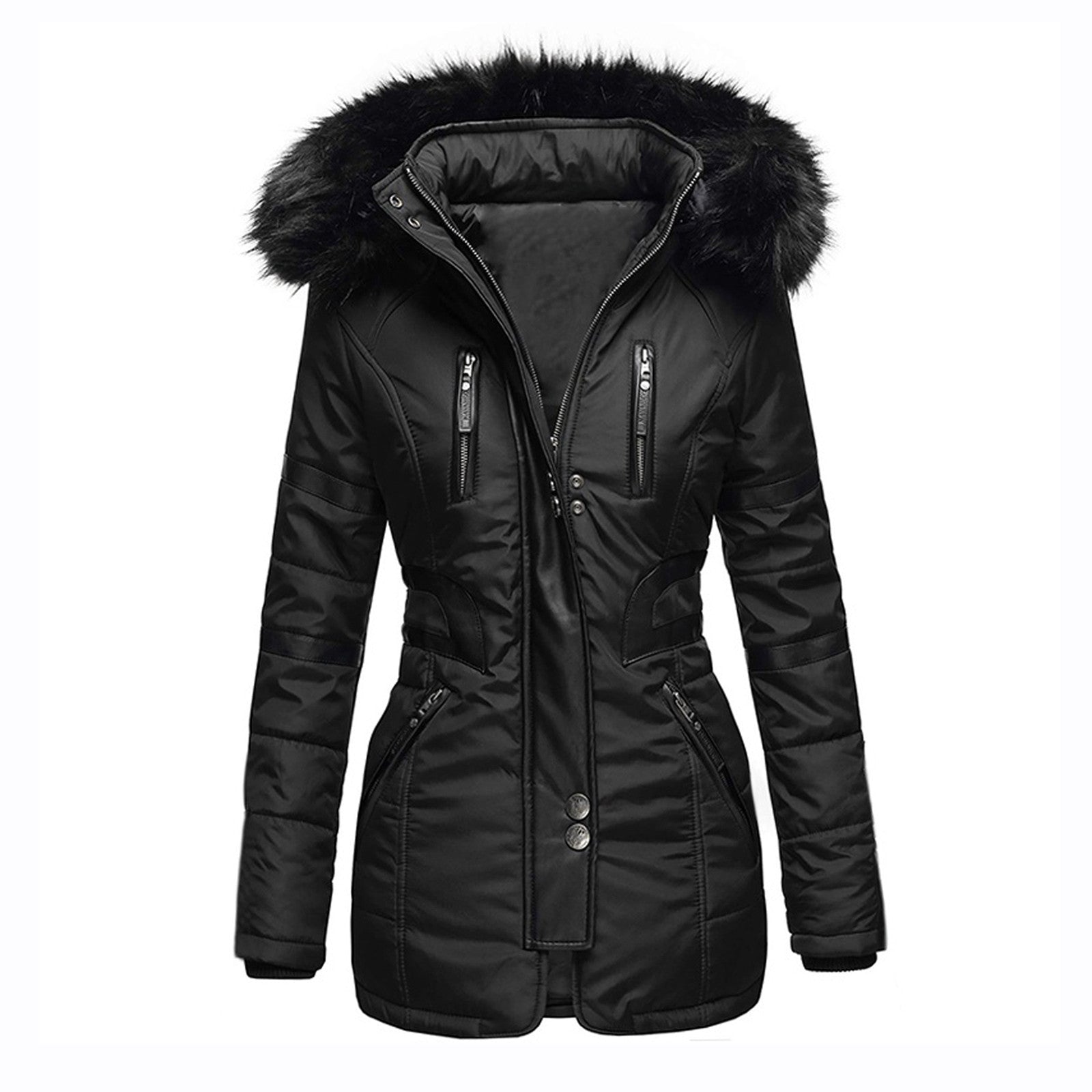Women's PU Leather Jacket – Chic Fur Collar for Winter Warmth 0