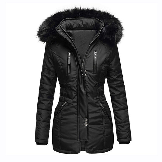 Women's PU Leather Jacket – Chic Fur Collar for Winter Warmth 0