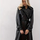 Women's PU Leather Trench Coat – Chic Belted Design for Fall 2