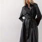 Women's PU Leather Trench Coat – Chic Belted Design for Fall 3