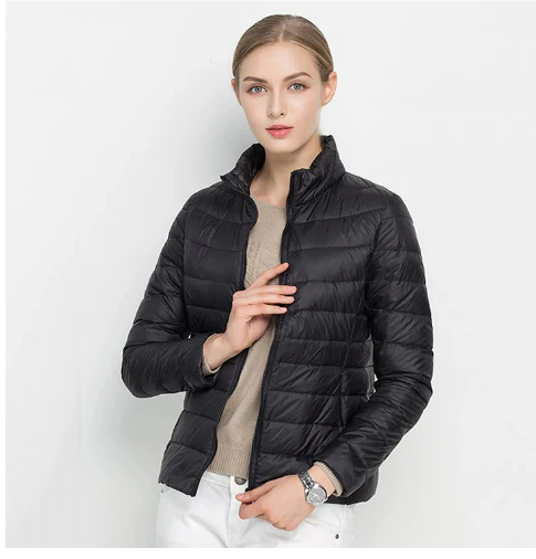 Women's Padded Slim Fit Jacket – Chic Notched Zip Design 0