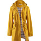 Women's Plaid Hooded Trench Coat – Stylish & Windproof Comfort 2