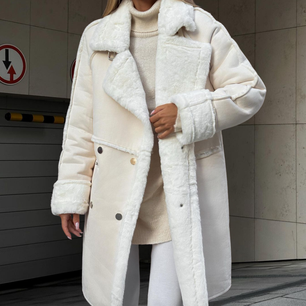 Women's Plush Long Cardigan – Cozy Suit Collar for Winter Style 2