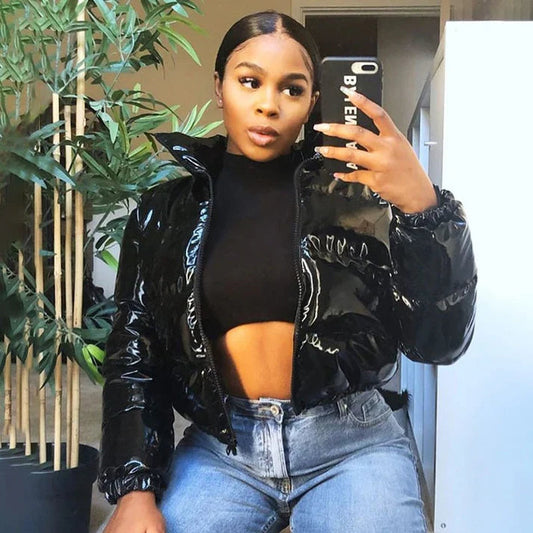 Women's Puffer Leather Jacket – Cozy Insulation & Edgy Style 0