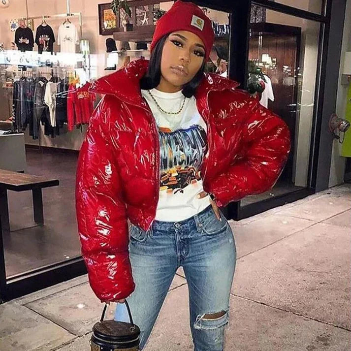 Women's Puffer Leather Jacket – Cozy Insulation & Edgy Style 4
