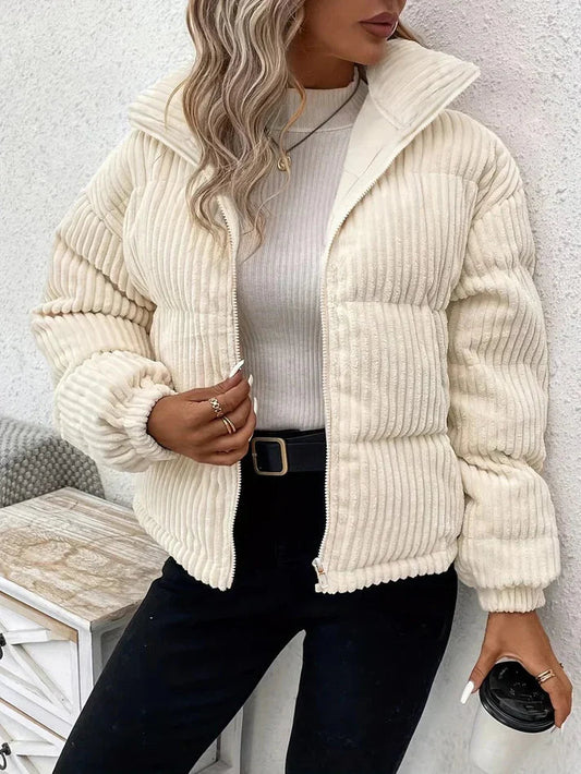 Women’s Quilted Corduroy Jacket – Cozy Padded Outerwear 0