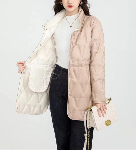 Women's Quilted Puffer Jacket – Stylish Warmth with Snap Closure 0