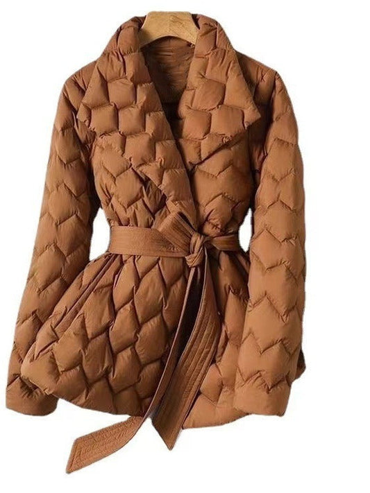 Women's Quilted Winter Jacket – Cozy Padded Design with Tie Belt 0