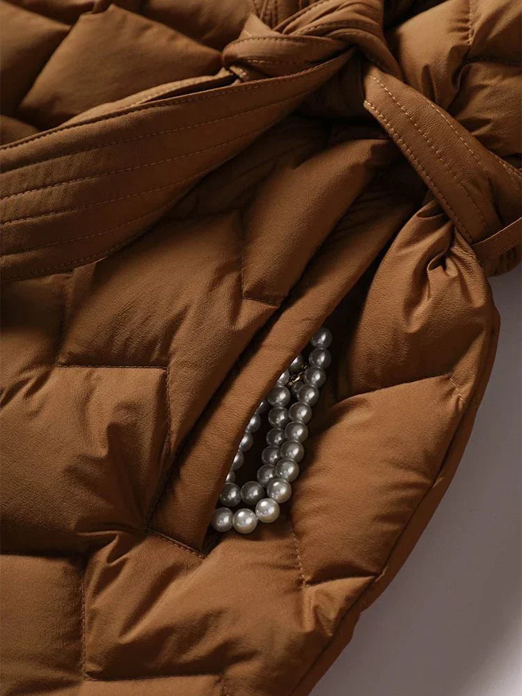 Women's Quilted Winter Jacket – Cozy Padded Design with Tie Belt 2