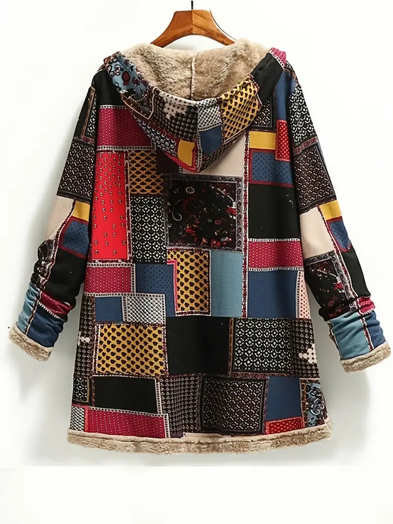 Women's Retro Patchwork Jacket – Cozy Vintage Winter Coat 2