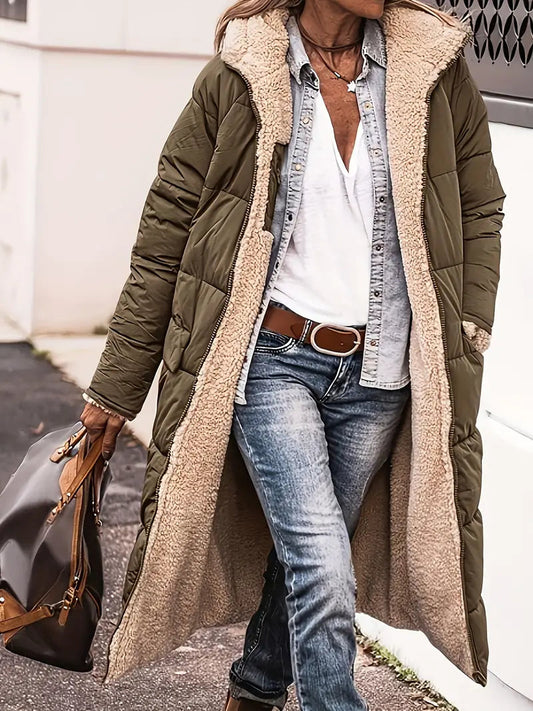 Women's Reversible Hooded Jacket – Stylish Knee-Length Versatility 0