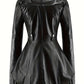 Women's Ruffled PU Leather Jacket – Chic Swallowtail Design 1