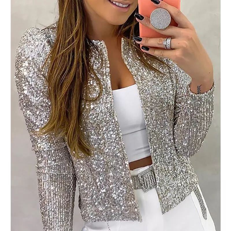 Women's Sequin Jacket – Fitted Glamour for Night Out 8