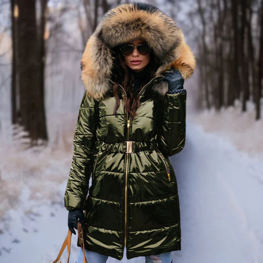 Women's Shiny Hooded Jacket – Trendy Zip-Up for Casual Style 0