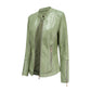 Women's Short Faux Leather Jacket – Chic Stand Collar Design 2