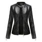 Women's Short Faux Leather Jacket – Chic Stand Collar Design 4