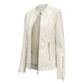 Women's Short Faux Leather Jacket – Chic Stand Collar Design 6