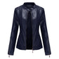 Women's Short Faux Leather Jacket – Chic Stand Collar Design 7