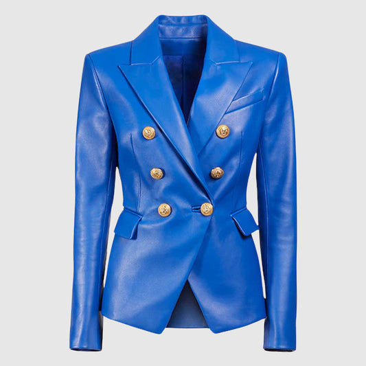 Women's Slim Fit V-Neck Leather Jacket – Chic Style for Every Occasion 0