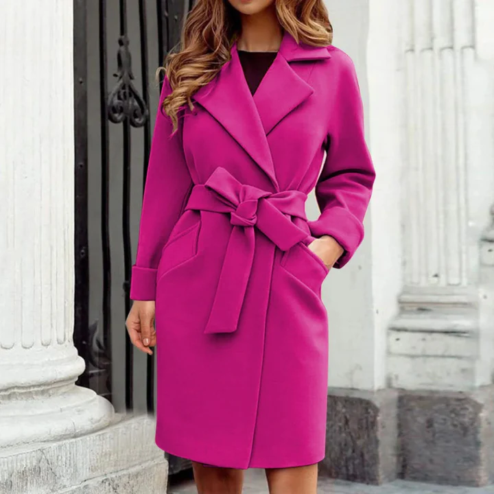 Women’s Tailored Trench Coat – Luxurious Wool Feel for Chic Style 0