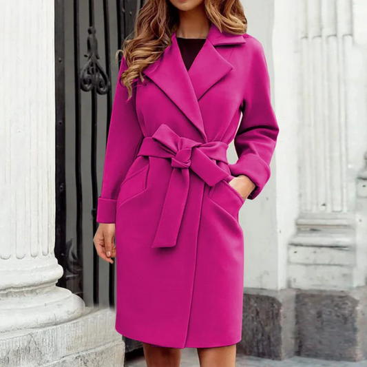 Women’s Tailored Trench Coat – Luxurious Wool Feel for Chic Style 0