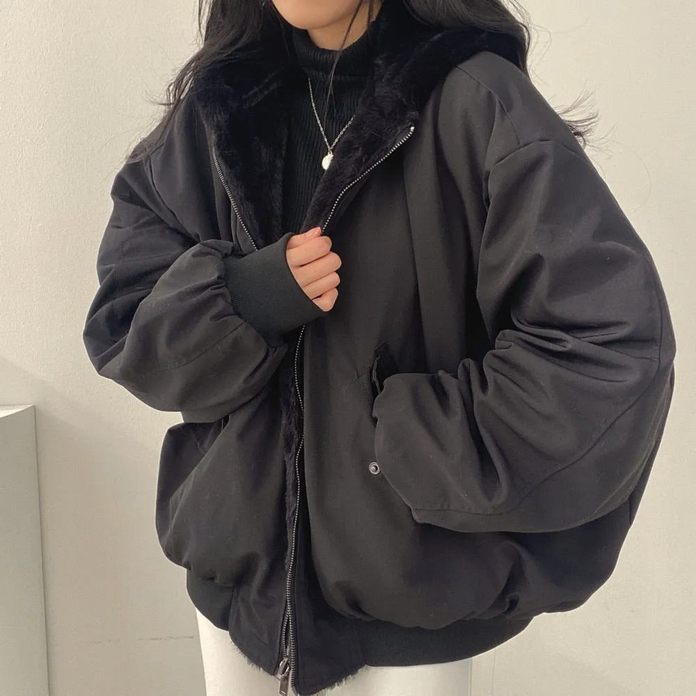 Women's Two-Sided Hooded Jacket – Cozy Winter Layering Piece 1