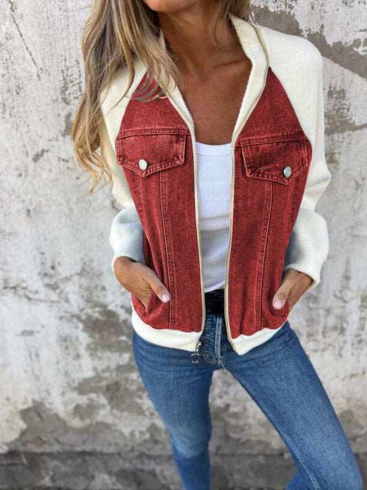 Women’s Wool Blend Bomber Jacket – Cozy & Chic Design 0