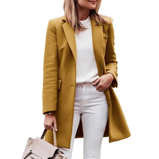 Women's Wool Blend Trench Coat – Cozy Elegance for Winter 0