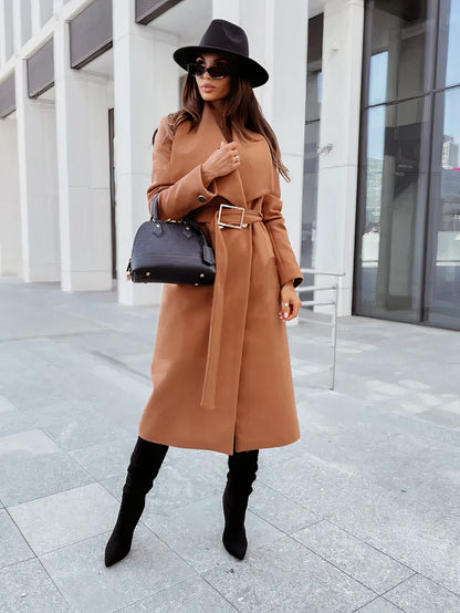 Women's Wool Blend Trench Coat – Elegant Style for Autumn 0