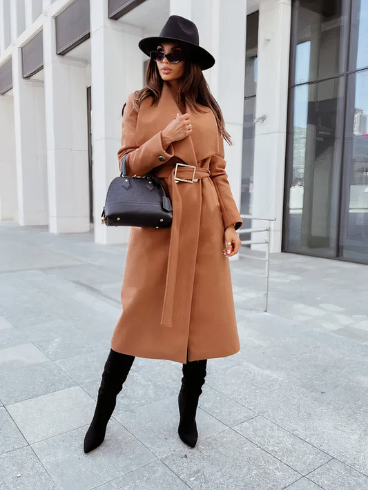 Women's Wool Blend Trench Coat – Elegant Style for Autumn 0
