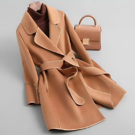 Women's Wool Blend Trench Coat – Elegant & Warm Design 0