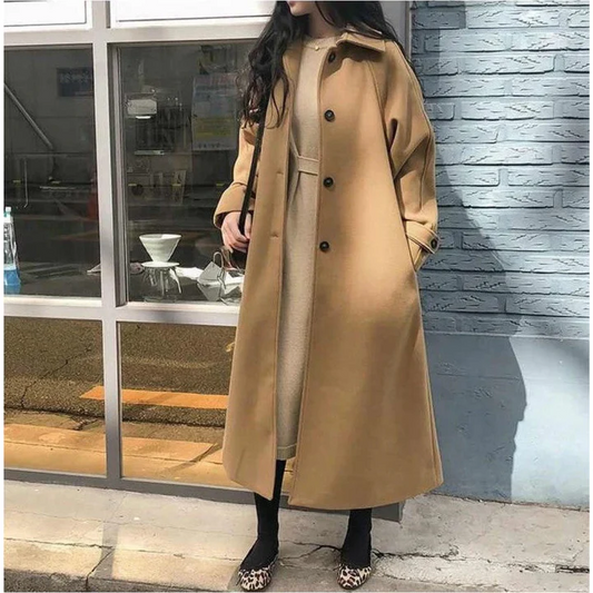 Women’s Wool Blend Trench Coat – Relaxed Fit for Chic Style 0