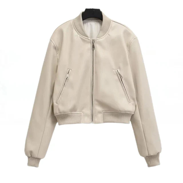 Womens Leather Jacket - Cropped Fit for Edgy Style & Comfort 0