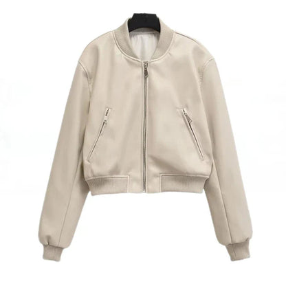 Womens Leather Jacket - Cropped Fit for Edgy Style & Comfort 0