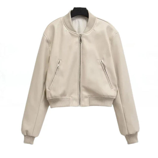 Womens Leather Jacket - Cropped Fit for Edgy Style & Comfort 0