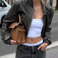 Womens Leather Jacket - Cropped Fit for Edgy Style & Comfort 1