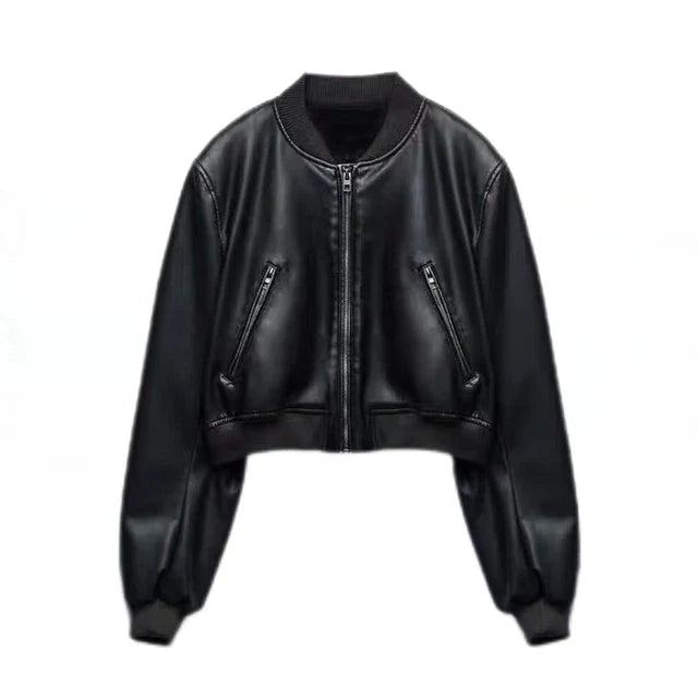 Womens Leather Jacket - Cropped Fit for Edgy Style & Comfort 6