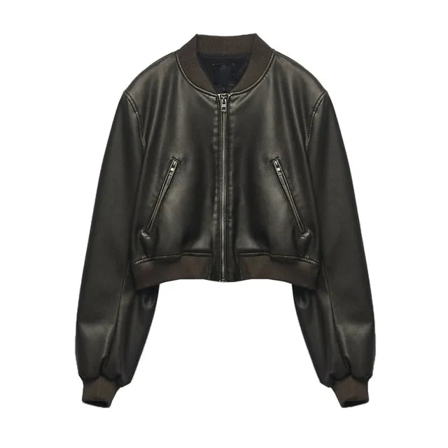 Womens Leather Jacket - Cropped Fit for Edgy Style & Comfort 7
