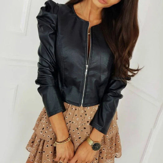 Womens Leather Jacket – Chic PU Style with Slim Fit Design 0