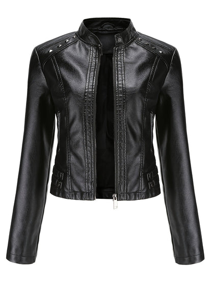 Womens Leather Moto Jacket – Edgy Style & Comfortable Fit 0