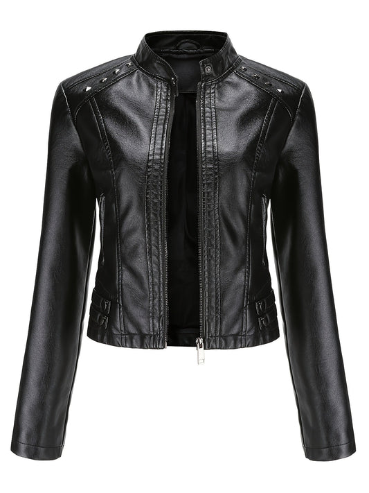 Womens Leather Moto Jacket – Edgy Style & Comfortable Fit 0