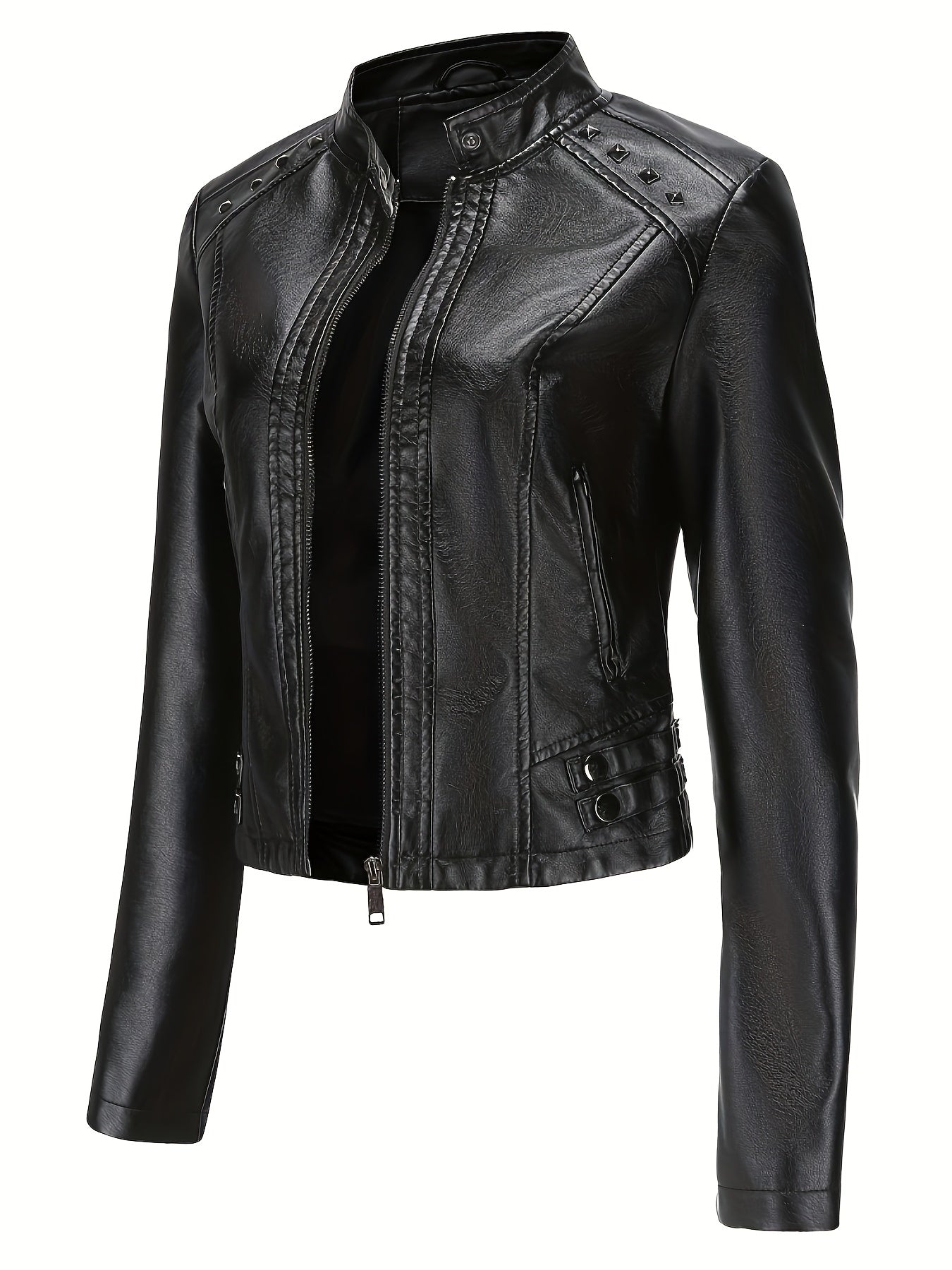 Womens Leather Moto Jacket – Edgy Style & Comfortable Fit 4